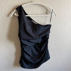 NWT Abercrombie & Fitch One Shoulder Top Black Ruched Night Out Date Night Small